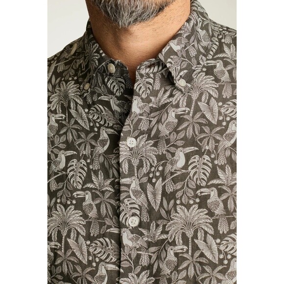 Bonobos Riviera Linen Short Sleeve Men's Shirt Print Tailored Fit Long L 283322 - Picture 3 of 11
